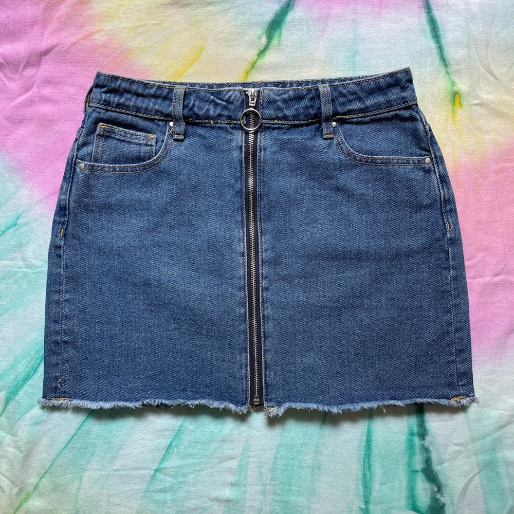 👖2/$30 | PacSun O-Ring Zip Front Denim Skirt - Medium Indigo | Size 26